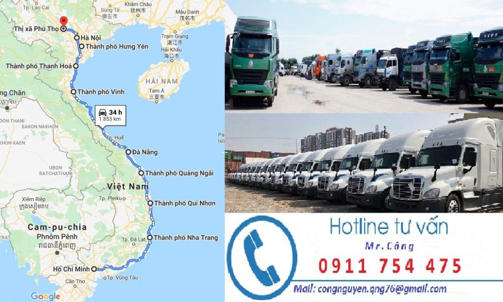 Chành xe nhận vận chuyển hàng hóa từ Sài Gòn đi Phú Thọ